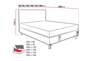 Lux Kontinentalseng 90x204 cm - Grå - Møbler - Senger - Kontinentalsenger