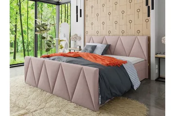 Milano Kontinentalseng 140x200 cm med Sengegavl - Rosa - Møbler - Senger - Kontinentalsenger