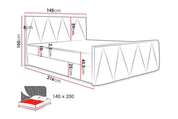 Milano Kontinentalseng 140x200 cm med Sengegavl - Rosa - Møbler - Senger - Kontinentalsenger