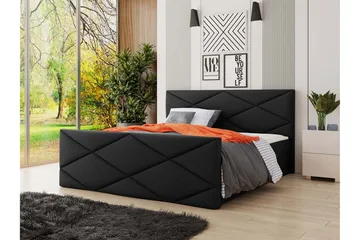 Milano Kontinentalseng 140x200 cm med Sengegavl - Svart - Møbler - Senger - Kontinentalsenger