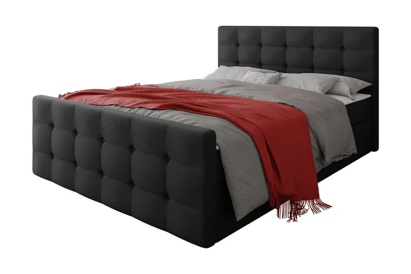 Milano Kontinentalseng 140x200 cm med Sengegavl, Svart