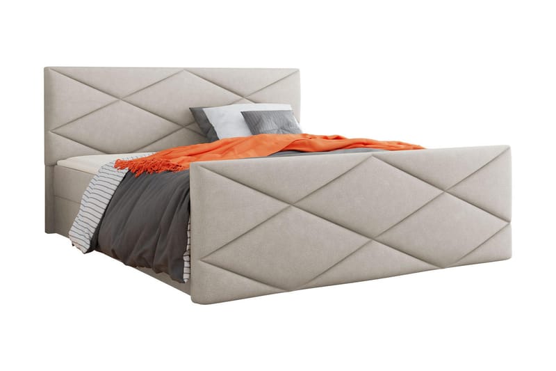 Milano Kontinentalseng 160x200 cm med Sengegavl, Beige
