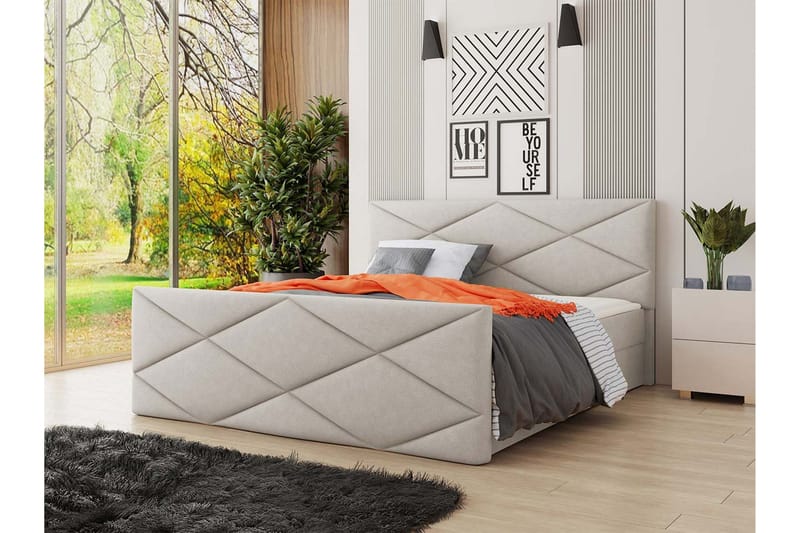Milano Kontinentalseng 160x200 cm med Sengegavl - Beige - Møbler - Senger - Kontinentalsenger