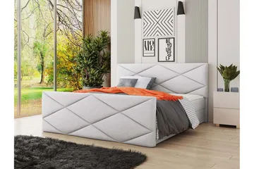 Milano Kontinentalseng 160x200 cm med Sengegavl - Lysegrå - Møbler - Senger - Kontinentalsenger