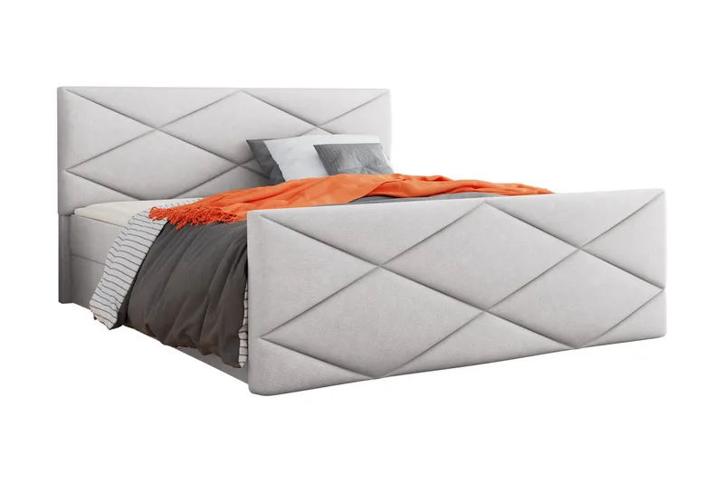 Milano Kontinentalseng 160x200 cm med Sengegavl, Lysegrå