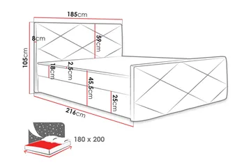 Milano Kontinentalseng 180x200 cm med Sengegavl - Beige - Møbler - Senger - Kontinentalsenger