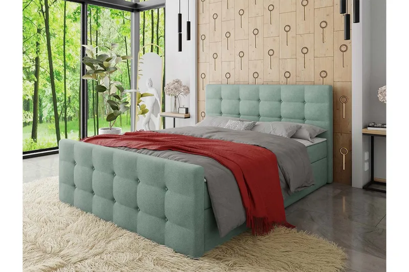 Milano Kontinentalseng 180x200 cm med Sengegavl - Grønn - Møbler - Senger - Kontinentalsenger