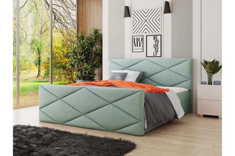 Milano Kontinentalseng 180x200 cm med Sengegavl - Grønn - Møbler - Senger - Kontinentalsenger