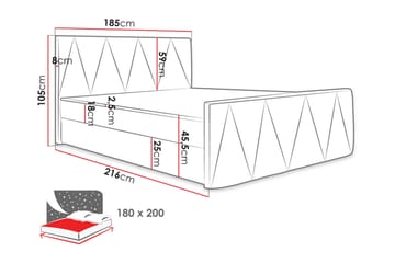 Milano Kontinentalseng 180x200 cm med Sengegavl - Rosa - Møbler - Senger - Kontinentalsenger