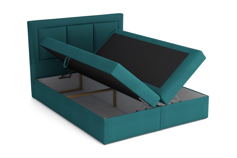 Moden Sengepakke – Kontinentalseng 140x215 cm i Stoff med Oppbevaring, Sengegavl + Overmadrass med Hardhetsgrad Myk - Beige - Møbler - Senger - Kontinentalsenger