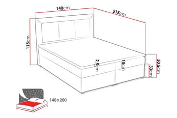 Moden Sengepakke – Kontinentalseng 140x215 cm i Stoff med Oppbevaring, Sengegavl + Overmadrass med Hardhetsgrad Myk - Beige - Møbler - Senger - Kontinentalsenger