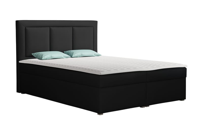 Moden Sengepakke – Kontinentalseng 140x215 cm med Sengegavl + Overmadrass, Svart
