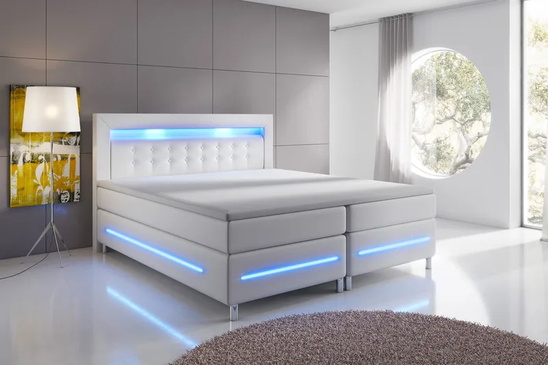 Modena Lyx Sengepakke 180x200 LED-belysning - Hvit - Møbler - Senger - Kontinentalsenger