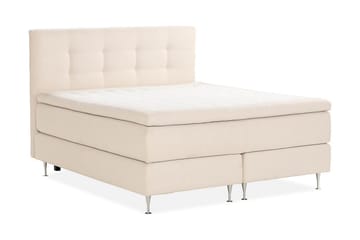 Oslo Luksus Komplett Seng Pakke Kontinentalseng 180x200 cm med Knapper trukket sengegavl - Beige - Møbler - Senger - Kontinentalsenger