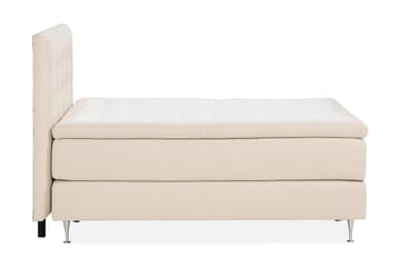 Oslo Luksus Komplett Seng Pakke Kontinentalseng 180x200 cm med Knapper trukket sengegavl - Beige - Møbler - Senger - Kontinentalsenger