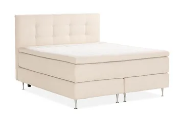 Oslo Lyx Komplett Sengpakke Boucle Knappegavl 160x200 cm - Beige - Møbler - Senger - Kontinentalsenger
