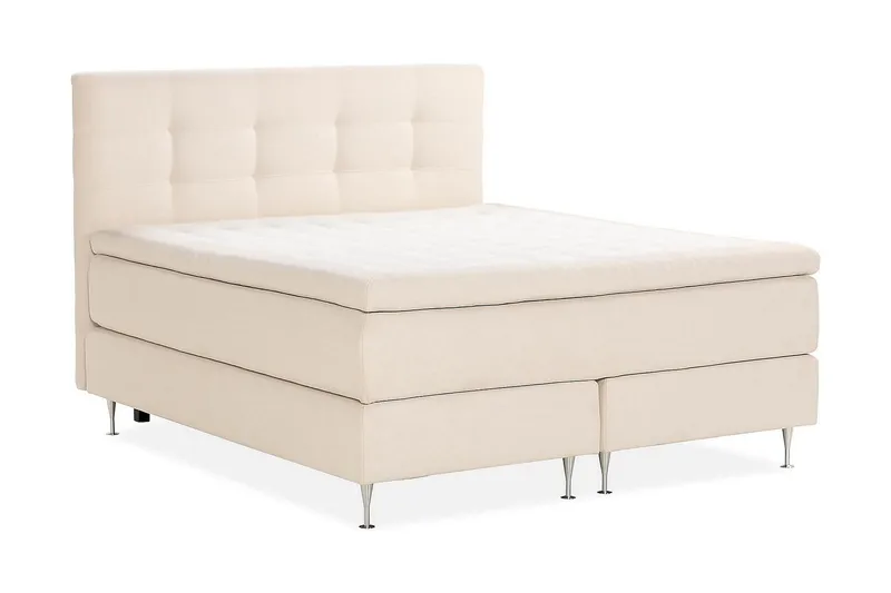 Oslo Lyx Komplett Sengpakke Boucle Knappegavl 160x200 cm - Beige - Møbler - Senger - Kontinentalsenger