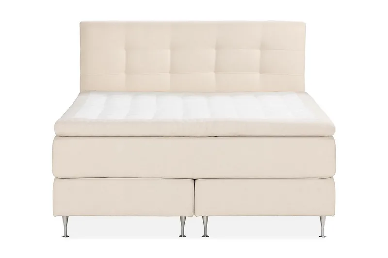 Oslo Lyx Komplett Sengpakke Boucle Knappegavl 160x200 cm, Beige