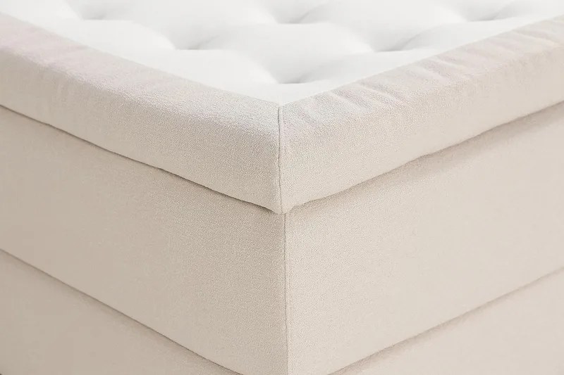 Oslo Lyx Komplett Sengpakke Boucle Knappegavl 160x200 cm - Beige - Møbler - Senger - Kontinentalsenger
