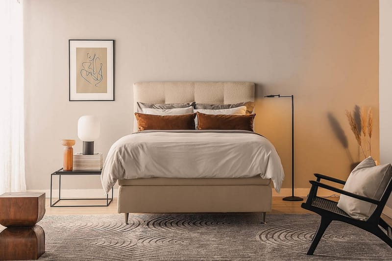 Oslo Lyx Kontinentalseng Boucle 140x200 - Beige - Møbler - Senger - Kontinentalsenger