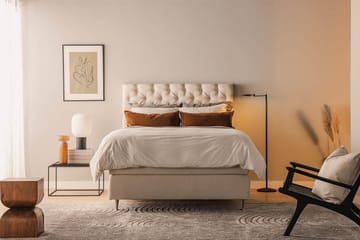 Oslo Lyx Sengepakke Boucle 120x200 Dypheftende Gavl - Lysebeige - Møbler - Senger - Kontinentalsenger