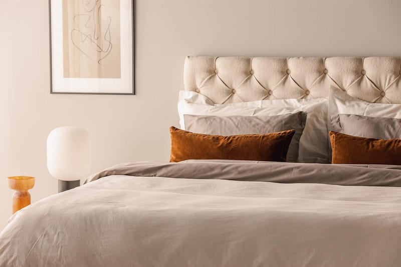 Oslo Lyx Sengepakke Boucle 180x200 Dypheftende Gavl - Lysebeige - Møbler - Senger - Kontinentalsenger