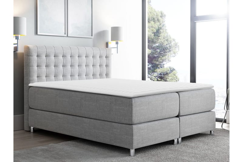 Plevoll Kontinentalseng 160x200 - Lysegrå - Møbler - Senger - Kontinentalsenger