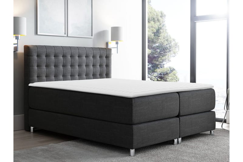 Plevoll Kontinentalseng 160x200 - Mørkegrå - Møbler - Senger - Kontinentalsenger