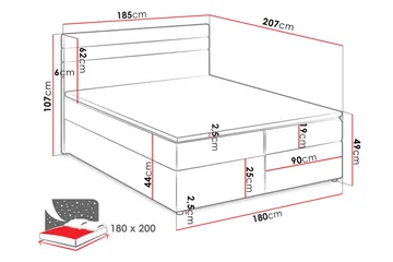 Puente Kontinentalseng 180x200 cm - Hvit - Møbler - Senger - Kontinentalsenger
