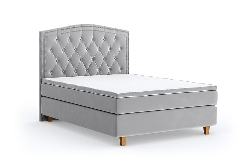 Romance Luxury Velvet Sengepakke 140x200 - Lysegrå - Komplett sengepakke - Kontinentalsenger