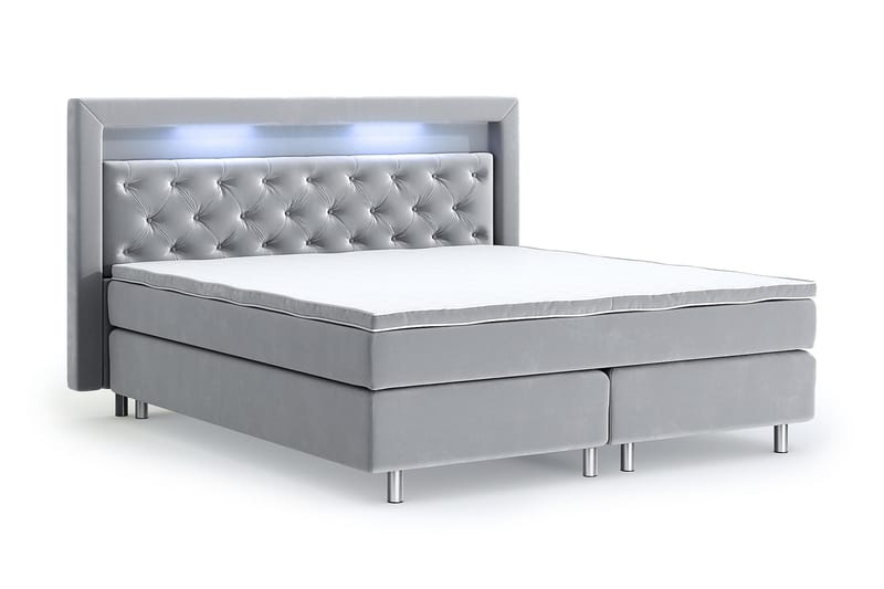 Romance Luxury Velvet Sengepakke 210x210 - Lysegrå - Møbler - Senger - Kontinentalsenger