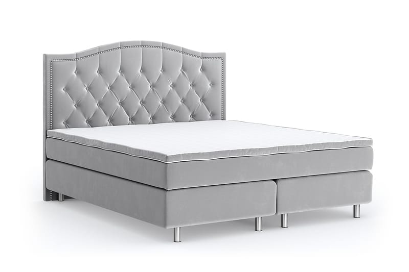 Romance Luxury Velvet Sengepakke 210x210 - Lysegrå - Møbler - Senger - Kontinentalsenger