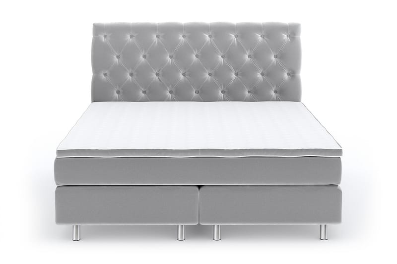 Romance Luxury Velvet Sengepakke 210x210 - Lysegrå - Møbler - Senger - Kontinentalsenger