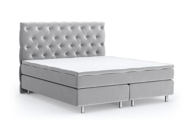 Romance Luxury Velvet Sengepakke 210x210 - Lysegrå - Møbler - Senger - Kontinentalsenger