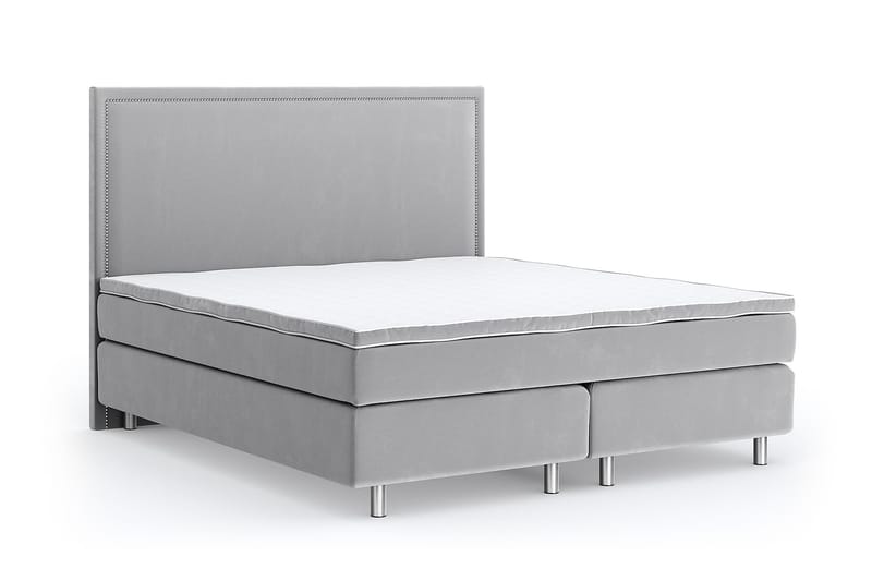 Romance Luxury Velvet Sengepakke 210x210 - Lysegrå - Møbler - Senger - Kontinentalsenger