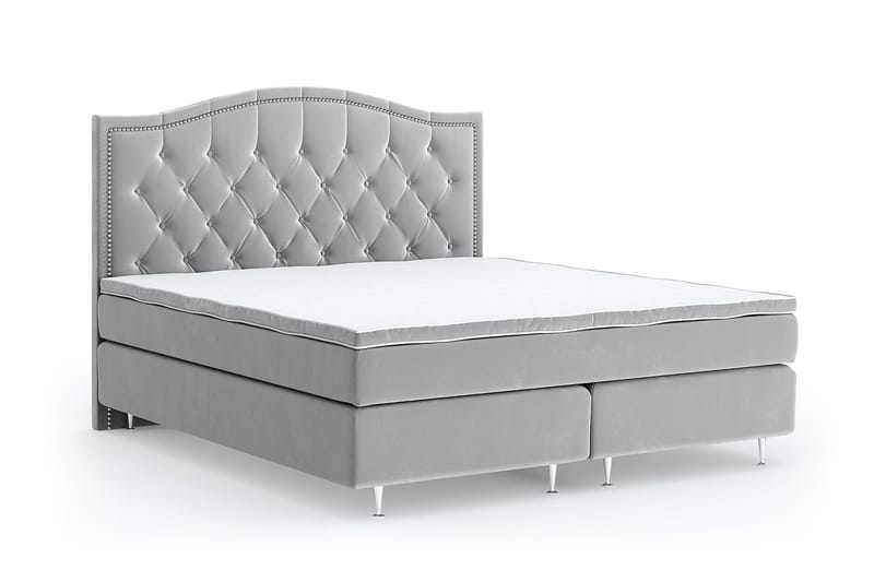 Romance Luxury Velvet Sengepakke 210x210 - Lysegrå - Kontinentalsenger - Dobbeltsenger - Komplett sengepakke
