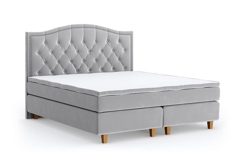 Romance Luxury Velvet Sengepakke 210x210 - Lysegrå - Kontinentalsenger - Dobbeltsenger - Komplett sengepakke