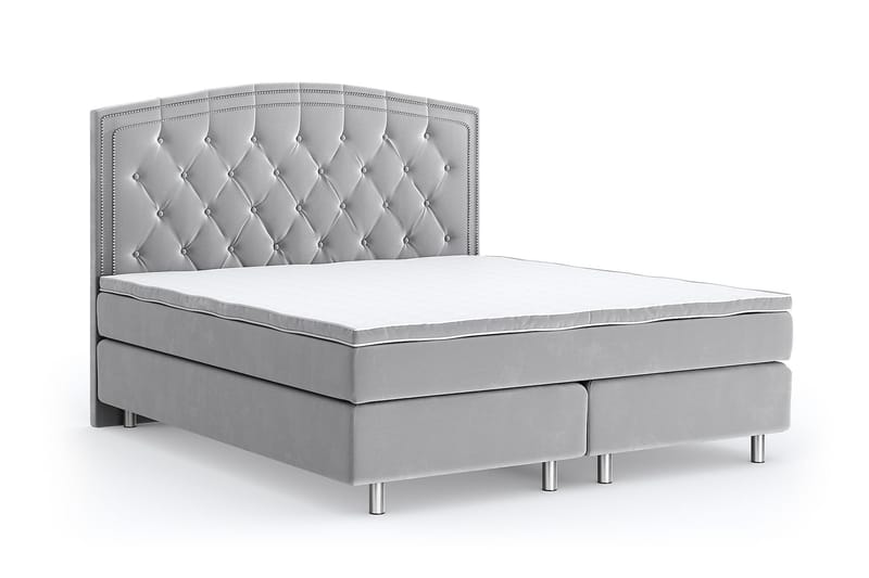 Romance Luxury Velvet Sengepakke 210x210 - Lysegrå - Kontinentalsenger - Dobbeltsenger - Komplett sengepakke