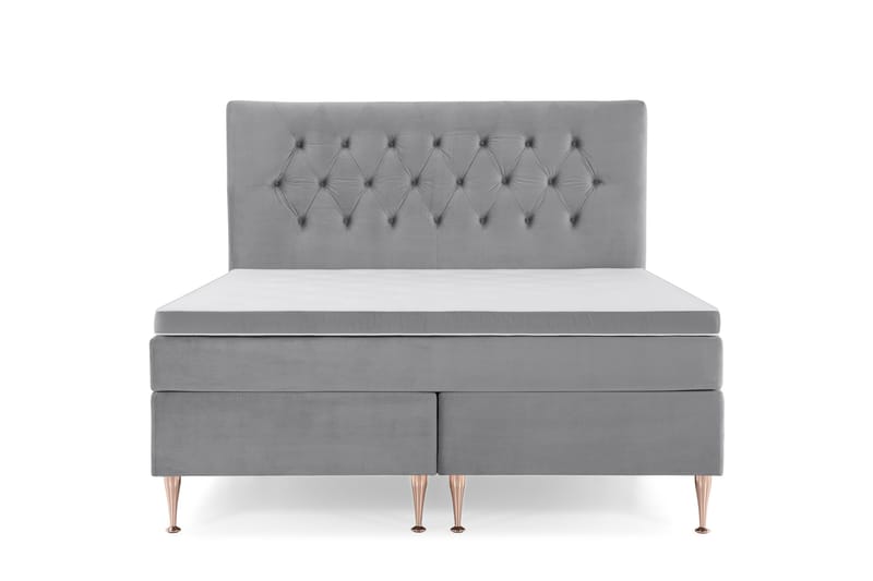 Royal Velvet Komplett Sengepakke 160x200 cm, Lysegrå Fløyel/Høye Rosében