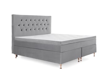 Royal Velvet Komplett Sengepakke 160x200 cm - Lysegrå Fløyel/Lave Rosében - Møbler - Senger - Kontinentalsenger