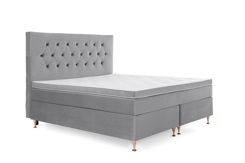 Royal Velvet Komplett Sengepakke 160x200 cm - Lysegrå Fløyel/Lave Rosében - Møbler - Senger - Kontinentalsenger
