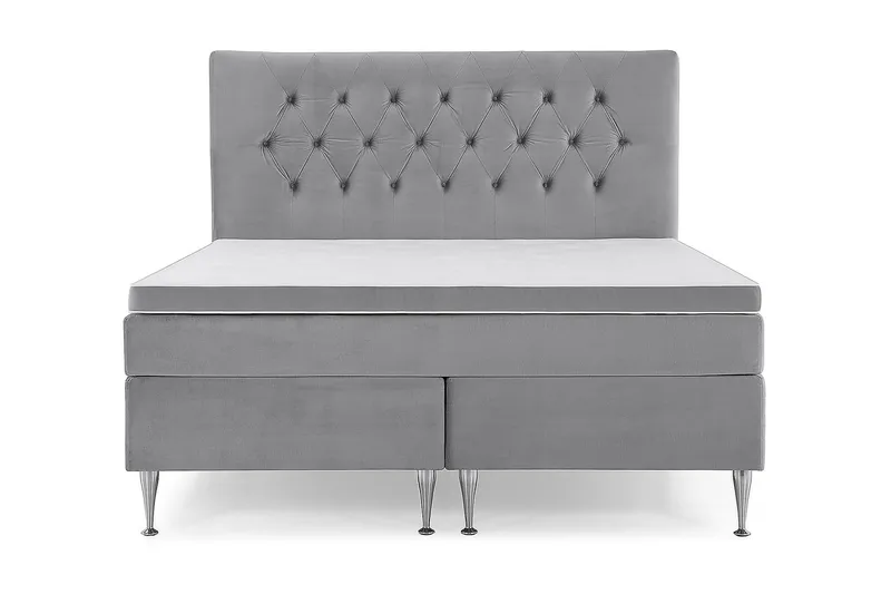 Royal Velvet Komplett Sengepakke 160x200 cm - Lysegrå med Høye Sølvben - Møbler - Senger - Kontinentalsenger