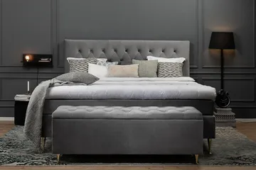Royal Velvet Komplett Sengepakke 160x200 cm - Lysegrå med Høye Sølvben - Møbler - Senger - Kontinentalsenger