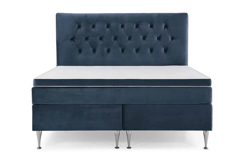 Royal Velvet Komplett Sengepakke 160x200 cm, Mørkeblå Fløyel/Høye Sølvben