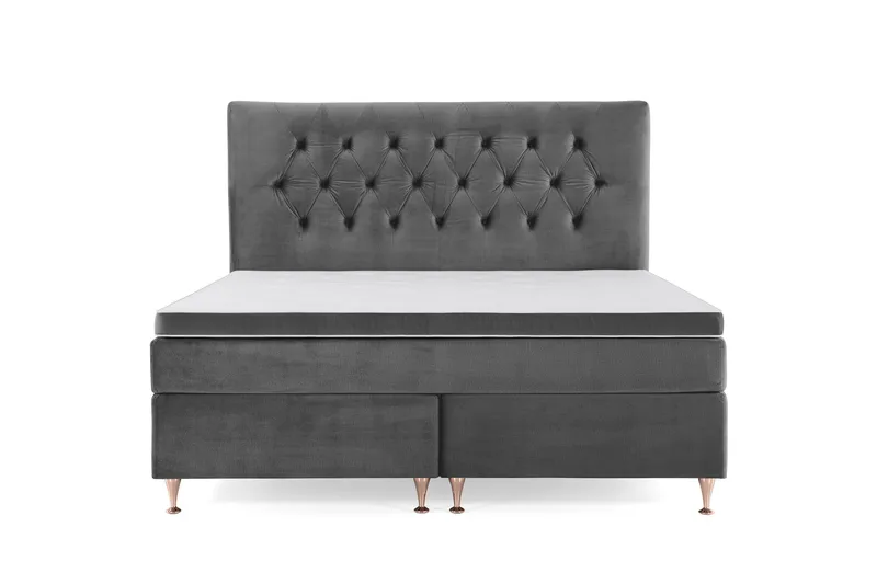 Royal Velvet Komplett Sengepakke 160x200 cm - Mørkegrå Fløyel/Lave Rosében - Møbler - Senger - Kontinentalsenger