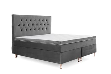 Royal Velvet Komplett Sengepakke 160x200 cm - Mørkegrå Fløyel/Lave Rosében - Møbler - Senger - Kontinentalsenger