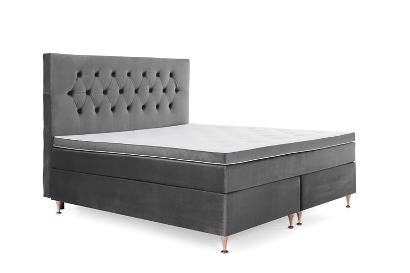 Royal Velvet Komplett Sengepakke 160x200 cm - Mørkegrå Fløyel/Lave Rosében - Møbler - Senger - Kontinentalsenger