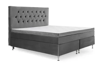 Royal Velvet Komplett Sengepakke 160x200 cm - Mørkegrå Fløyel/Lave Sølvben - Møbler - Senger - Kontinentalsenger