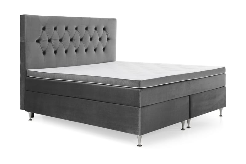 Royal Velvet Komplett Sengepakke 160x200 cm - Mørkegrå Fløyel/Lave Sølvben - Møbler - Senger - Kontinentalsenger