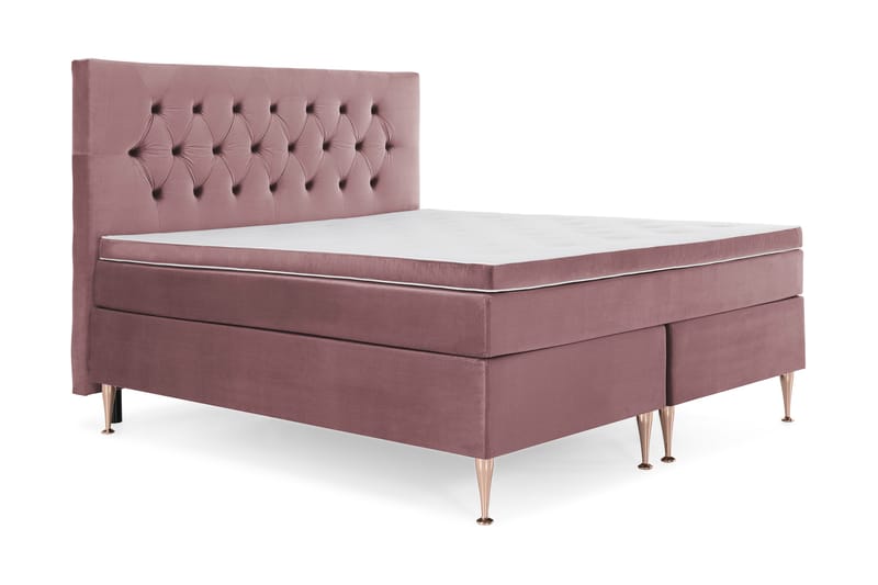 Royal Velvet Komplett Sengepakke 160x200 cm - Rosa Fløyel/Høye Rosében - Møbler - Senger - Kontinentalsenger
